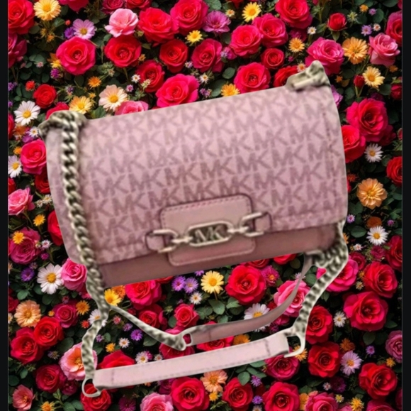 MICHAEL Michael Kors Handbags - Michael Kors Heather Signature Logo Crossbody Bag Mauve/Blush/Silver, Y2k NWOT